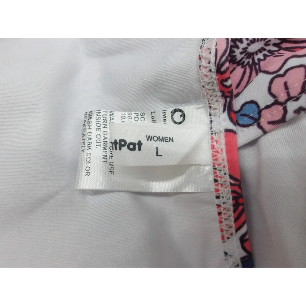 PatPat Floral Tankini Set Pink Blue White High Waist Two Piece Swimsuit L/#26527